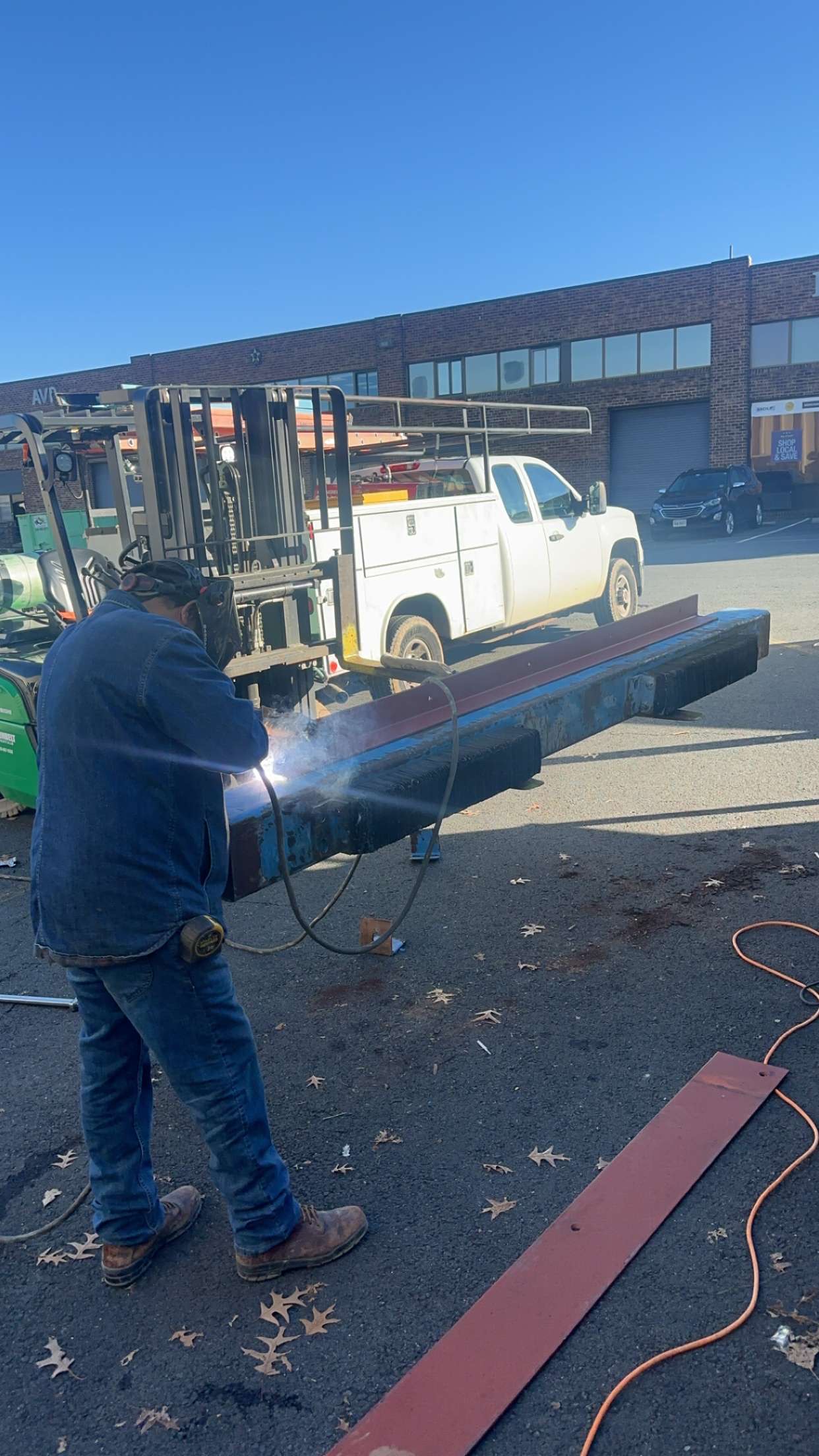 A&B Welding team installing custom handrails
